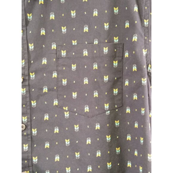 MBX Premium Goods Blue Yellow Arrow Print Casual Button-Down Short Sleeved Shirt - Picture 5 of 8